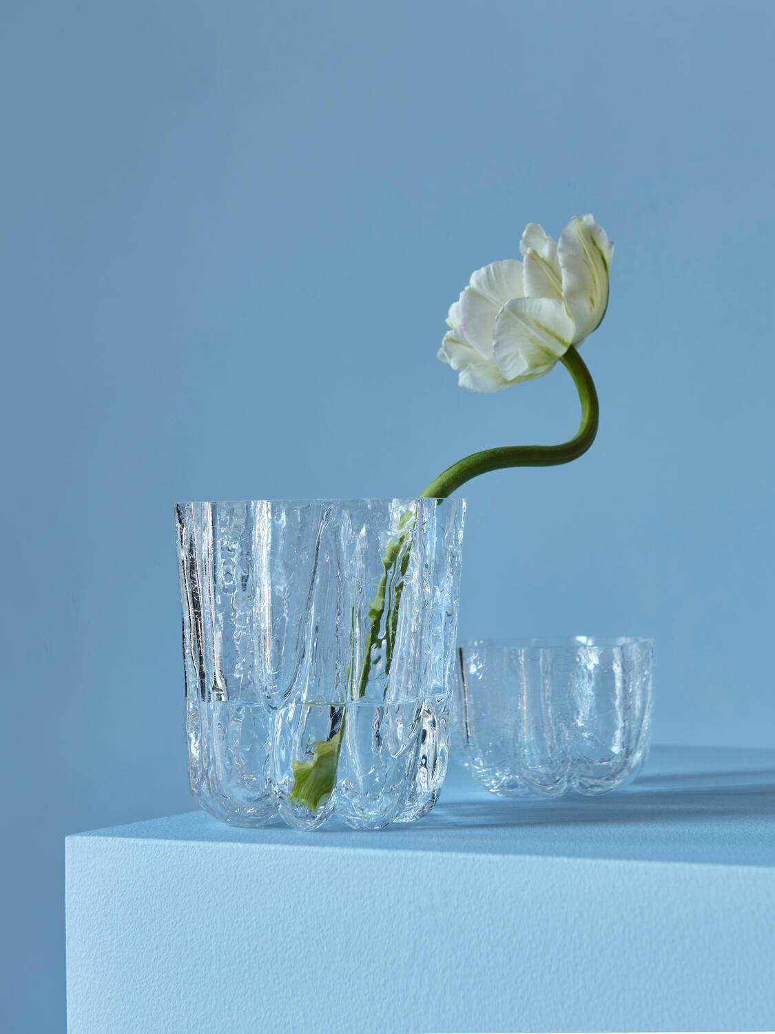 Crackle vase, klar - H12 cm